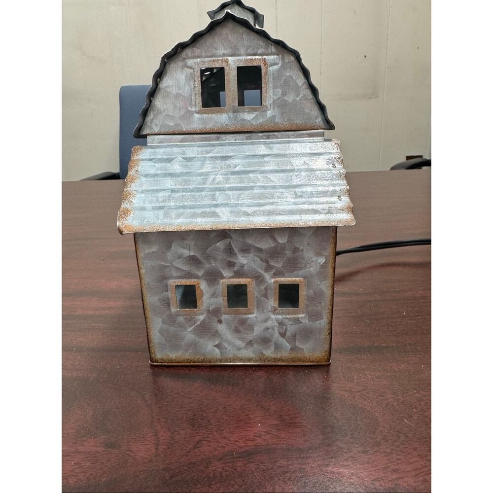 Scentsy Country Living Silver Tin Barn Wax Warmer- No Tray